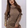 Odziez Stylowo | Sukienka Swetrowa Sweter Z Golfem Patty Polski Producent J&K Premium - Cappuccino