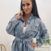 Odziez Stylowo | Klasyczna Katana Jeansowa Seesee Z Paskiem Jeans Blue - Niebieska