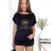 Odziez Stylowo | Bawelniany T-Shirt Bluzka Bibi Z Suwakiem Oversize - Czarny