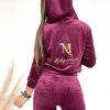 Odziez Stylowo | Welurowa Bluza Z Kapturem Premium Logo Mielczarkowski - Bordo