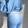 Odziez Stylowo | Legginsy Welurowe Mielczarkowski Polski Produkt - Baby Blue