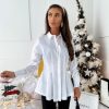 Odziez Stylowo | Wizytowa Elegancka Koszula Too Glam Z Baskinka La Perla Polski Produkt Premium - Biala