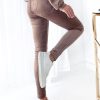 Odziez Stylowo | Legginsy Welurowe Mielczarkowski Polski Produkt - Mokka Cappuccino